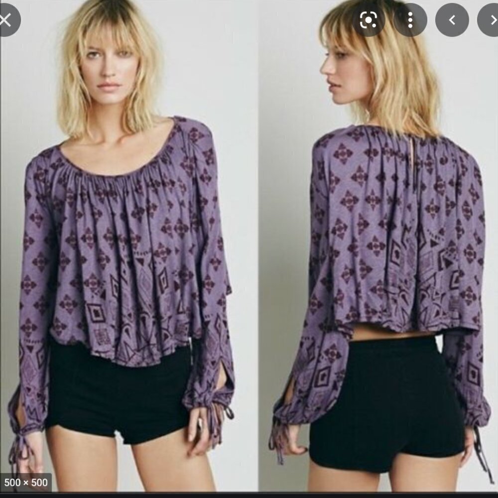 Free People Daze Long Sleeve Print Swing Blouse